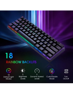 Teclado Mecánico Gaming CACKBIRD 60% Retroiluminado LED Negro 2