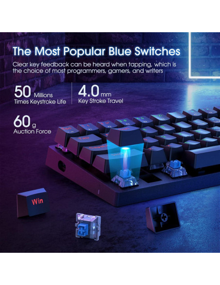 Teclado Mecánico Gaming CACKBIRD 60% Retroiluminado LED Negro