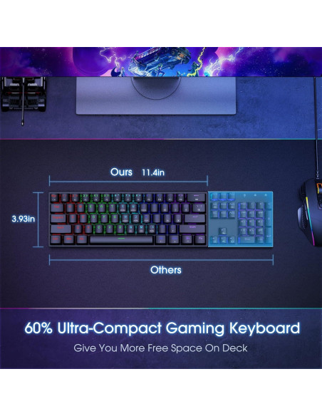 Teclado Mecánico Gaming CACKBIRD 60% Retroiluminado LED Negro