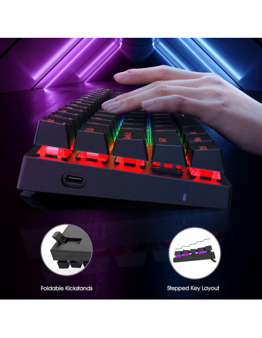 Teclado Mecánico Gaming CACKBIRD 60% Retroiluminado LED Negro