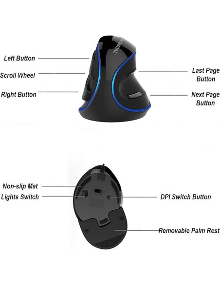 Ratón Vertical Ergonómico J-Tech Digital V628 USB Ajustable Ratón Vertical Ergonómico J-Tech Digital V628 USB Ajustable