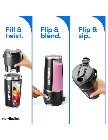 Licuadora Portátil NutriBullet Flip 20 oz Sin Cable Negra