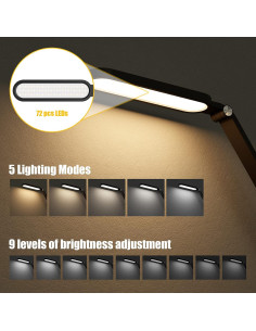 Lámpara de Escritorio LED JKSWT 10W Regulable USB Negra 2