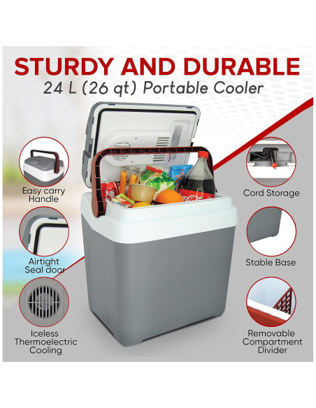 Enfriador Eléctrico Koolatron 24L 12V para Coche y Camping