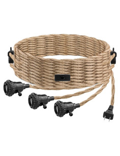 Lámpara Colgante Enchufable LYOOWNG 3 Luces 7.62M Yute