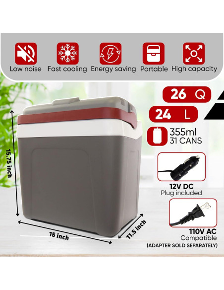 Enfriador Eléctrico Koolatron 24L 12V para Coche y Camping