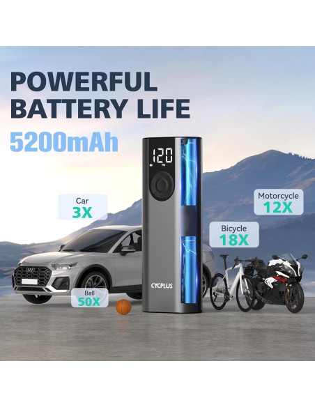 Bomba de Aire CYCPLUS A8 Portátil 150 PSI para Bicicleta