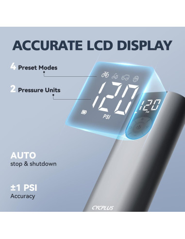 Bomba de Aire CYCPLUS A8 Portátil 150 PSI para Bicicleta