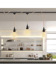 Lámpara Colgante Enchufable LYOOWNG 3 Luces 7.62M Yute 2