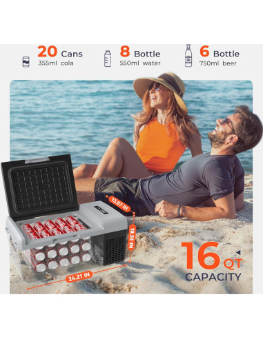 Refrigerador Portátil EKOJUCE 15L 12V/220V -4C a 20C