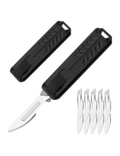 Cuchillo Utility Retráctil Caressolove Negro 11cm con 10 Cuchillas