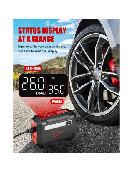 Compresor de Aire Portátil ROCGORLD R8 150 PSI Digital