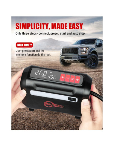 Compresor de Aire Portátil ROCGORLD R8 150 PSI Digital