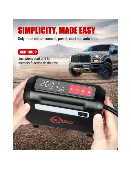 Compresor de Aire Portátil ROCGORLD R8 150 PSI Digital