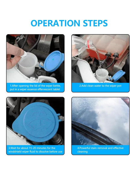 50 Tabletas Limpiaparabrisas KHGUZ, Efecto Concentrado, Universal