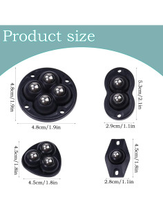 Ruedas Mini Autoadhesivas ATROPOS 20 Pcs 360 Rotación 2