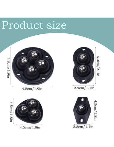 Ruedas Mini Autoadhesivas ATROPOS 20 Pcs 360 Rotación