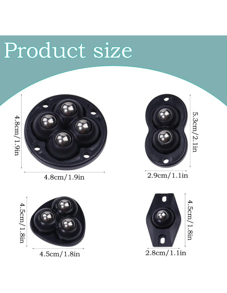 Ruedas Mini Autoadhesivas ATROPOS 20 Pcs 360 Rotación