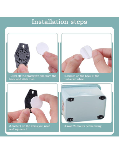 Ruedas Mini Autoadhesivas ATROPOS 20 Pcs 360 Rotación