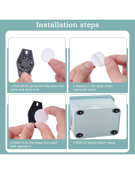 Ruedas Mini Autoadhesivas ATROPOS 20 Pcs 360 Rotación