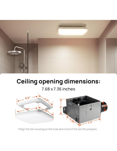 Ventilador de Baño Consciot 50 CFM con Luz LED 1000lm