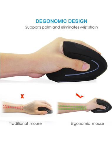 Ratón Inalámbrico Ergonómico Vertical SXBan para Mano Izquierda 1600 DPI