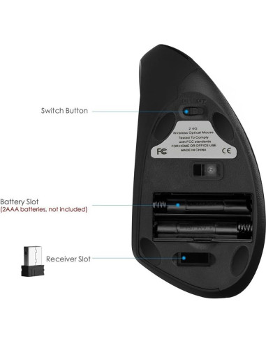 Ratón Inalámbrico Ergonómico Vertical SXBan para Mano Izquierda 1600 DPI