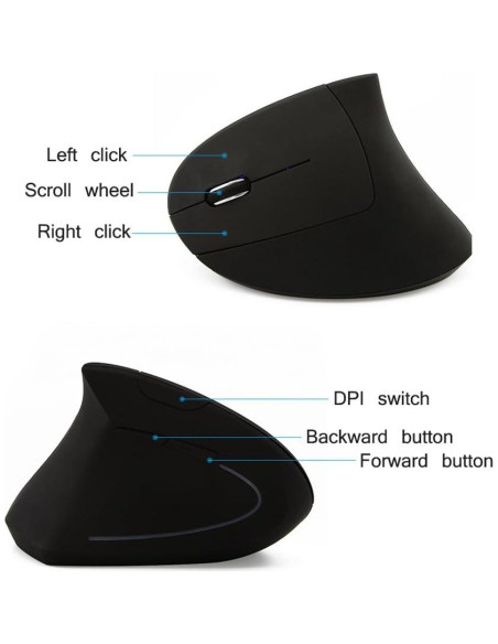 Ratón Inalámbrico Ergonómico Vertical SXBan para Mano Izquierda 1600 DPI