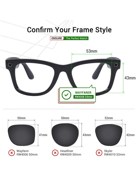 Lentes de Reemplazo Mryok para Ray-Ban Meta Wayfarer 53mm