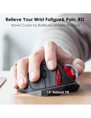 SANWA Ratón Trackball Bluetooth Ergonómico 600-1600 DPI