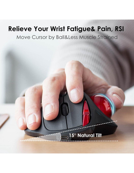 SANWA Ratón Trackball Bluetooth Ergonómico 600-1600 DPI