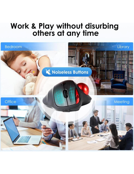 SANWA Ratón Trackball Bluetooth Ergonómico 600-1600 DPI