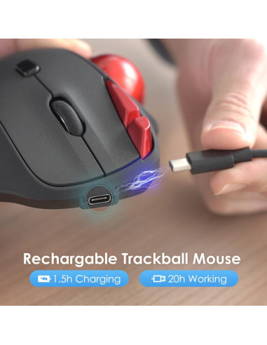 SANWA Ratón Trackball Bluetooth Ergonómico 600-1600 DPI