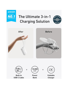 Cargador Portátil Anker 3-en-1 10,000mAh USB-C Plegable 2