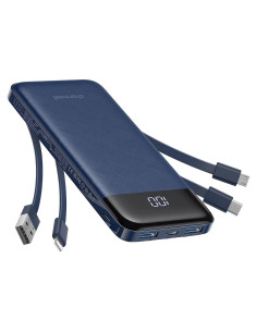 Cargador Portátil Charmast 10000mAh 6 Salidas Cables Integrados