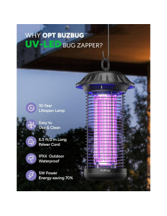 Zapper de Insectos Buzbug MO-008C LED Impermeable 10 Años 2