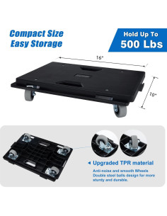 Carro de Muebles Insdawn Paquete de 2 500 kg 4 Ruedas Negro 2