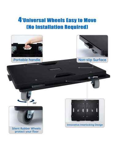 Carro de Muebles Insdawn Paquete de 2 500 kg 4 Ruedas Negro