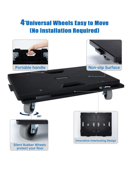 Carro de Muebles Insdawn Paquete de 2 500 kg 4 Ruedas Negro