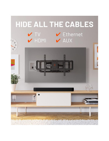 ECHOGEAR Ocultador de Cables para TV - Doble Toma AC Blanca