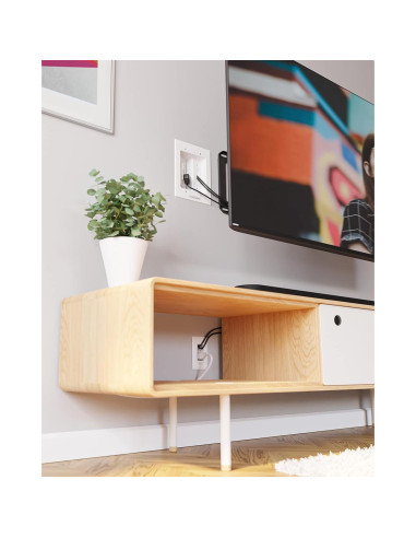 ECHOGEAR Ocultador de Cables para TV - Doble Toma AC Blanca
