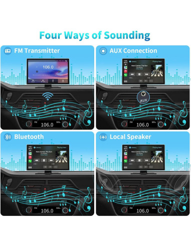 Pantalla portátil Madoec Carplay 9" inalámbrica GPS 4K