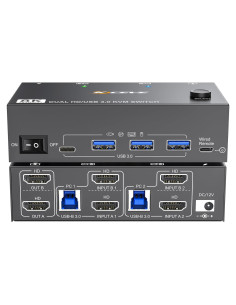Interruptor KVM HDMI 8K Camgeet 2 Monitores 2 PCs USB 3.0