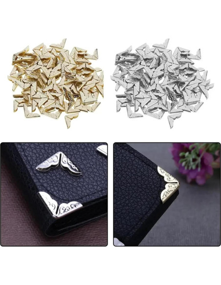 200 Protectores de Esquinas de Libro Metal Vintage LINYUEARUI
