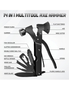 Hacha Multitool 15 en 1 FFIPBGE Negra para Camping 2