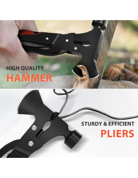 Hacha Multitool 15 en 1 FFIPBGE Negra para Camping