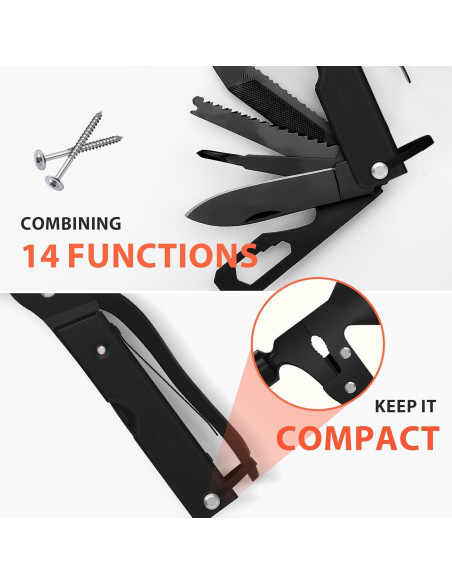 Hacha Multitool 15 en 1 FFIPBGE Negra para Camping