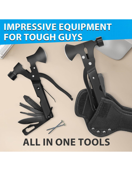 Hacha Multitool 15 en 1 FFIPBGE Negra para Camping