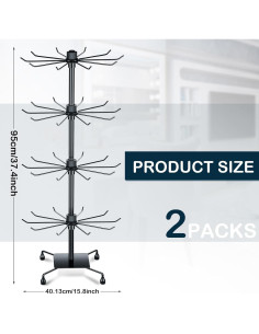 Soporte de Joyería BBTO 2 Pcs Rotatorio 95 cm Negro 2