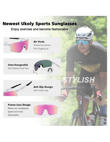 Gafas de Ciclismo Ukoly con 3 Lentes Intercambiables